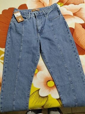 Bianca Spender Straight-Leg Jeans in Light Blue Denim